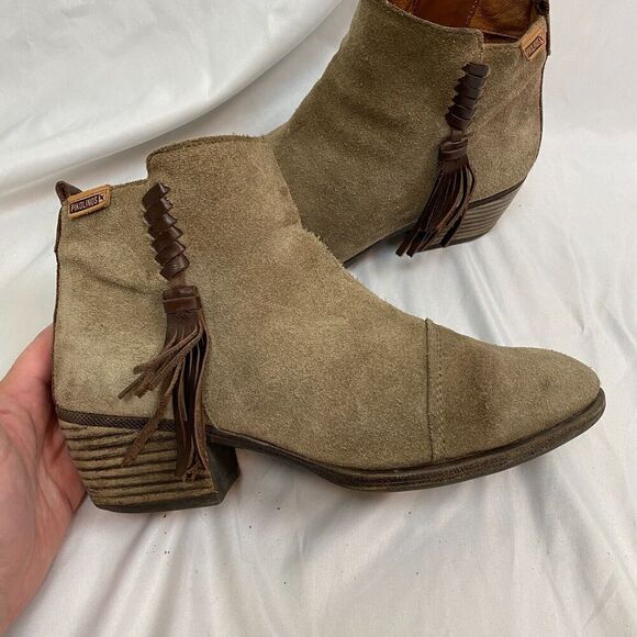 Womens Pikolinos Baqueria Tan Suede Braided Fringe Ankle Boots Size EU 38 - Picture 6 of 12